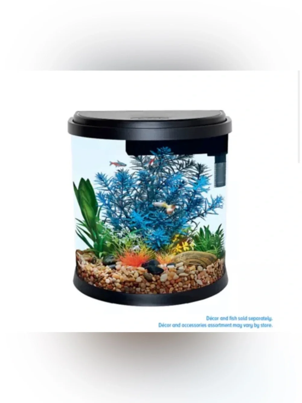 3.5 Gallon Half Moon Aquarium with LED Light and Filter